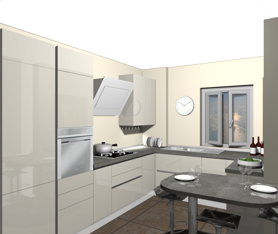 progetto cucina laccato lucido 